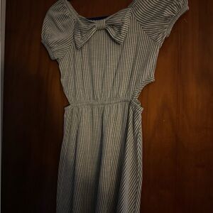 Jenna & Jesse - Charming Striped Dress with Bow and side cut outs
